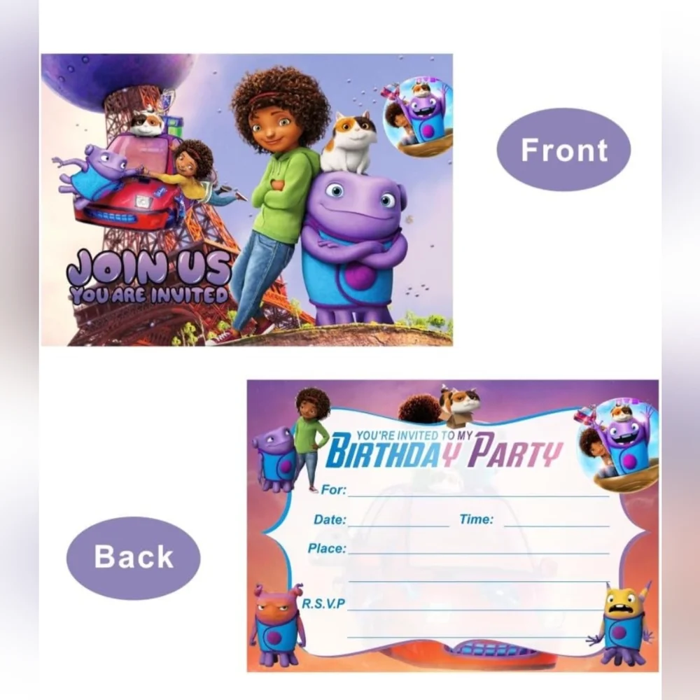 MEGIMA 16Pcs Dreamworks Home Birthday Invitation Cards.